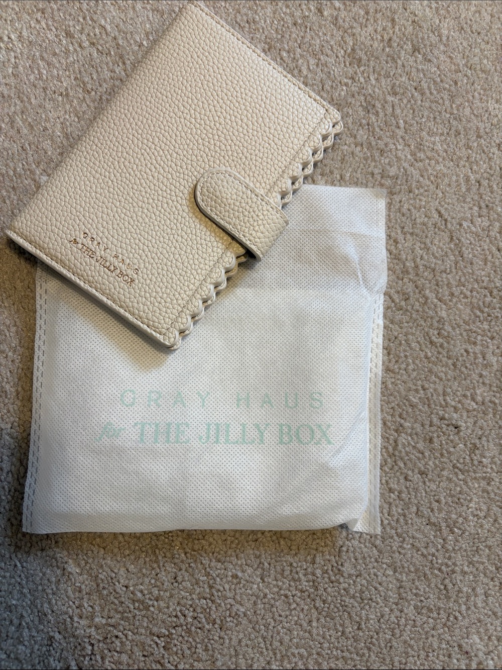 The Jilly Box Cream Travel Wallet and Passport with Scalloped Edge